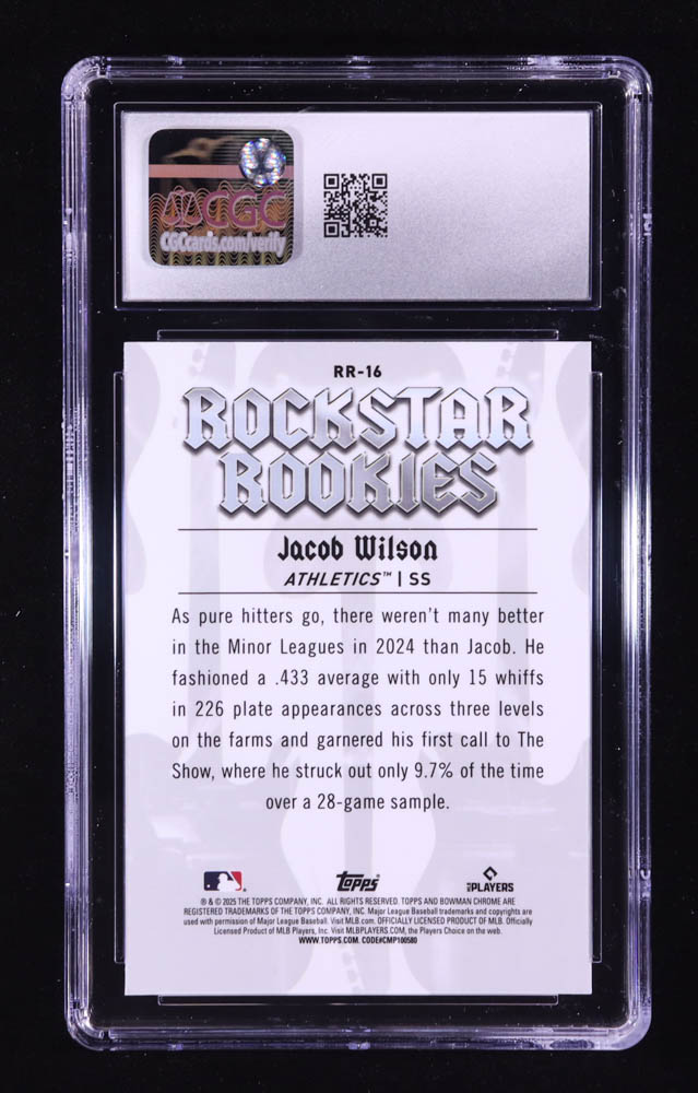 Jacob Wilson 2025 Bowman Chrome Rockstar Rookies #RR16 RC (CGC 10) at PristineAuction.com Jacob Wilson 2025 Bowman Chrome Rockstar Rookies #RR16 RC (CGC 10) at PristineAuction.com