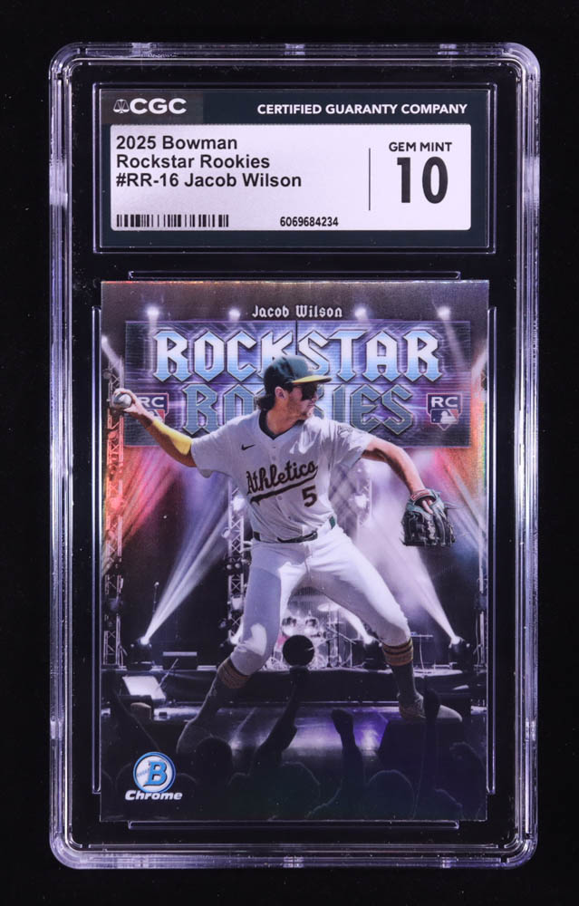 Jacob Wilson 2025 Bowman Chrome Rockstar Rookies #RR16 RC (CGC 10) at PristineAuction.com Jacob Wilson 2025 Bowman Chrome Rockstar Rookies #RR16 RC (CGC 10) at PristineAuction.com