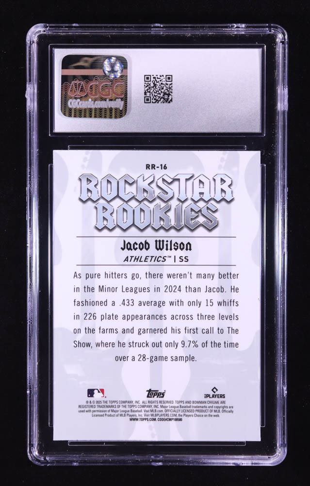 Jacob Wilson 2025 Bowman Chrome Rockstar Rookies #RR16 RC (CGC 10) at PristineAuction.com Jacob Wilson 2025 Bowman Chrome Rockstar Rookies #RR16 RC (CGC 10) at PristineAuction.com