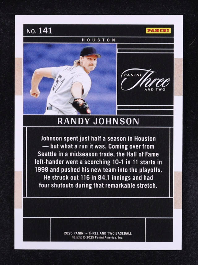 Randy Johnson 2025 Panini Three and Two Holo Silver #141 #28/49 at PristineAuction.com Randy Johnson 2025 Panini Three and Two Holo Silver #141 #28/49 at PristineAuction.com