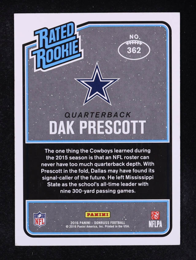 Dak Prescott 2016 Donruss #362 RC at PristineAuction.com Dak Prescott 2016 Donruss #362 RC at PristineAuction.com