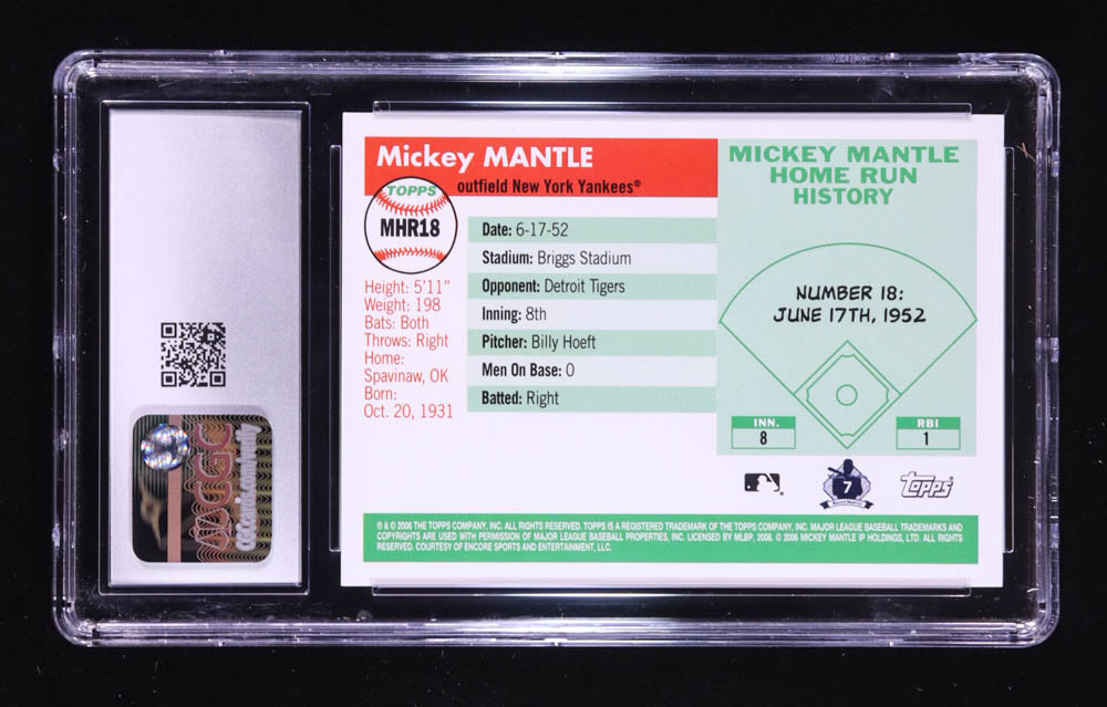 Mickey Mantle 2006 Topps Mantle Home Run History #18 (CGC 10) at PristineAuction.com Mickey Mantle 2006 Topps Mantle Home Run History #18 (CGC 10) at PristineAuction.com