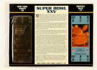 1991 Super Bowl XXV 23KT Gold Commemorative Ticket Display at PristineAuction.com