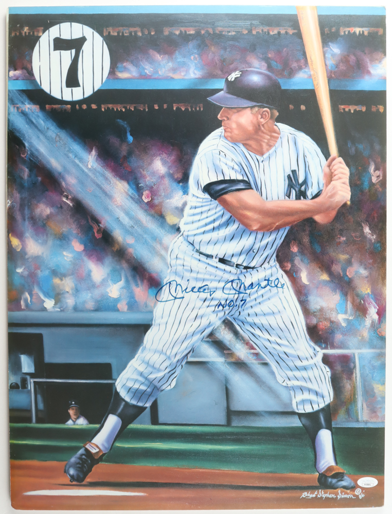 Mickey Mantle Signed Yankees 18x24 Poster Print On Foam Inscribed "No. 7" (JSA) at PristineAuction.com Mickey Mantle Signed Yankees 18x24 Poster Print On Foam Inscribed "No. 7" (JSA) at PristineAuction.com