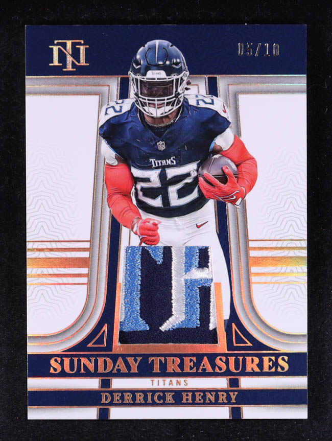 Derrick Henry 2023 Panini National Treasures Sunday Treasures Team Logo #16 #05/10 at PristineAuction.com Derrick Henry 2023 Panini National Treasures Sunday Treasures Team Logo #16 #05/10 at PristineAuction.com