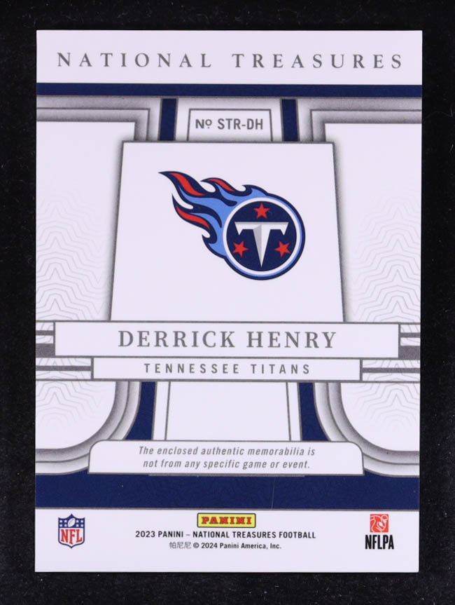Derrick Henry 2023 Panini National Treasures Sunday Treasures Team Logo #16 #05/10 at PristineAuction.com Derrick Henry 2023 Panini National Treasures Sunday Treasures Team Logo #16 #05/10 at PristineAuction.com