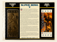 1971 Super Bowl V 23KT Gold Commemorative Ticket Display at PristineAuction.com