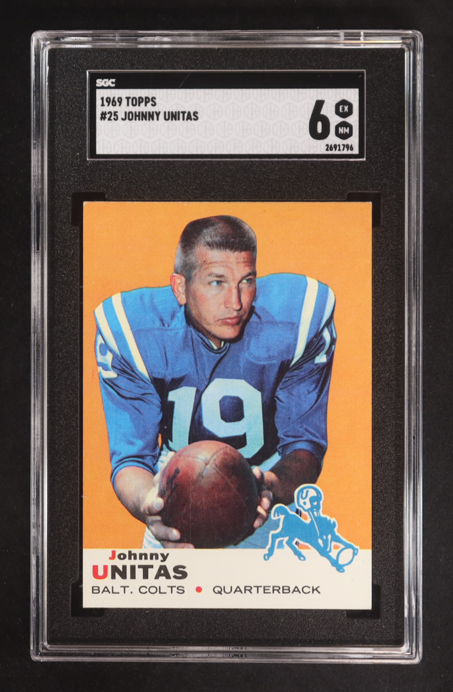 Johnny Unitas 1969 Topps #25 (SGC 6) at PristineAuction.com Johnny Unitas 1969 Topps #25 (SGC 6) at PristineAuction.com