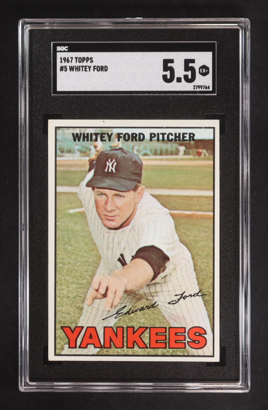 Whitey Ford 1967 Topps #5 (SGC 5.5) at PristineAuction.com Whitey Ford 1967 Topps #5 (SGC 5.5) at PristineAuction.com
