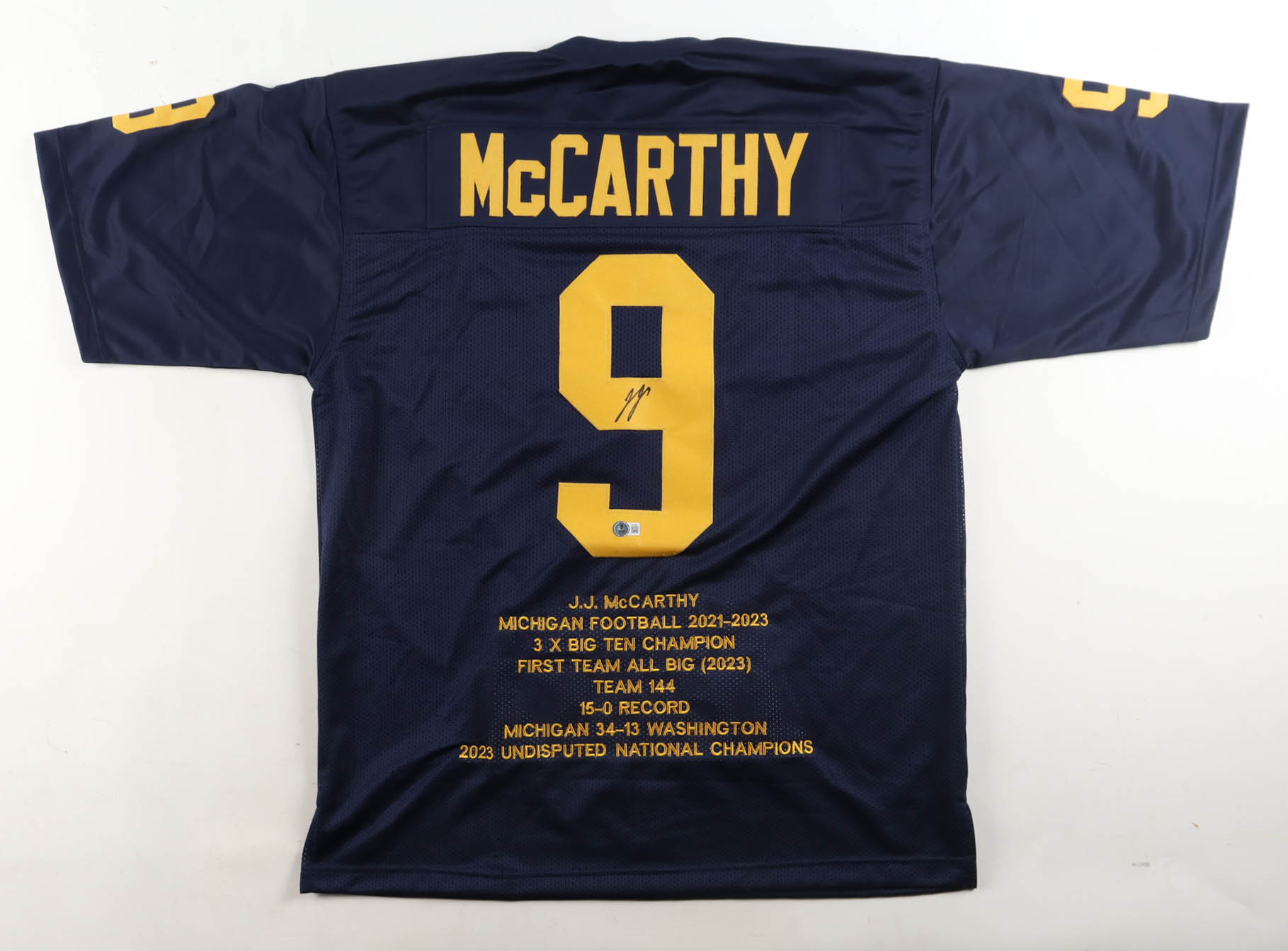 J.J. McCarthy Signed Career Highlight Stat Jersey (Beckett) at PristineAuction.com J.J. McCarthy Signed Career Highlight Stat Jersey (Beckett) at PristineAuction.com