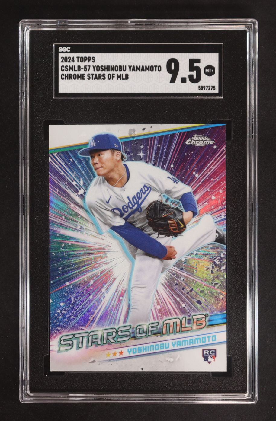 Yoshinobu Yamamoto 2024 Topps Stars of MLB Chrome #CSMLB57 RC (SGC 9.5) at PristineAuction.com Yoshinobu Yamamoto 2024 Topps Stars of MLB Chrome #CSMLB57 RC (SGC 9.5) at PristineAuction.com