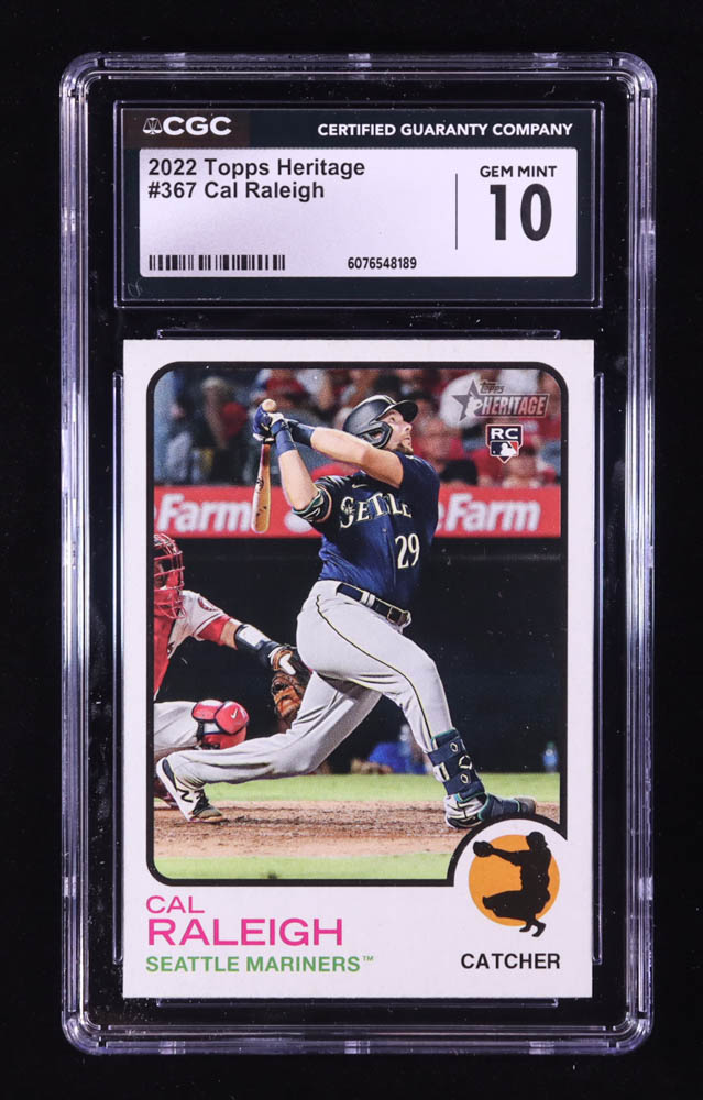 Cal Raleigh 2022 Topps Heritage #367 RC (CGC 10) at PristineAuction.com Cal Raleigh 2022 Topps Heritage #367 RC (CGC 10) at PristineAuction.com
