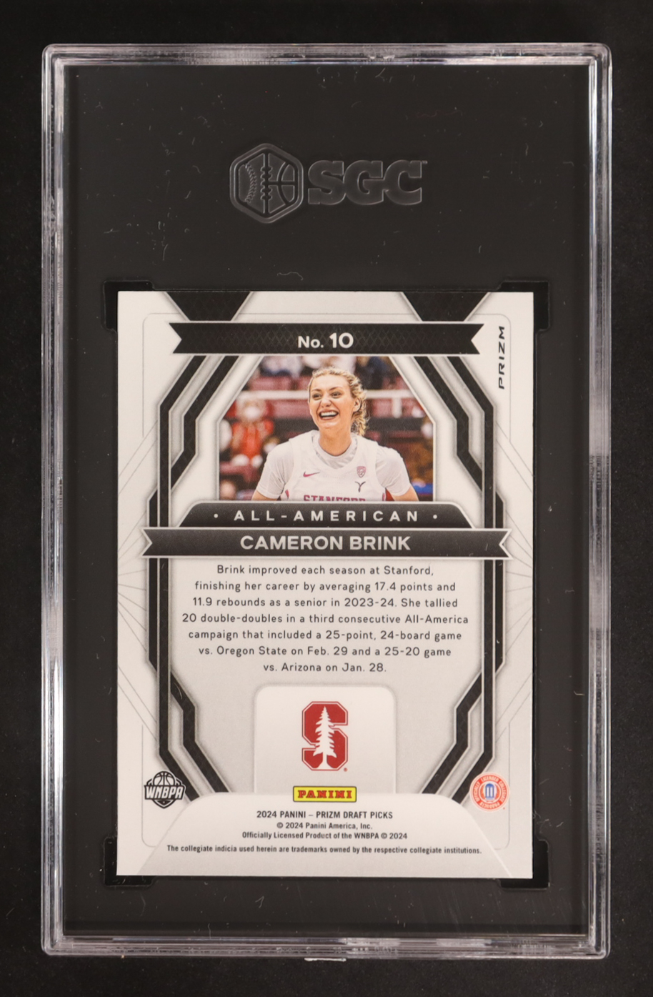 Cameron Brink 2024-25 Panini Prizm Draft Picks All-American Prizms Purple Wave #10 RC (SGC 9.5) at PristineAuction.com Cameron Brink 2024-25 Panini Prizm Draft Picks All-American Prizms Purple Wave #10 RC (SGC 9.5) at PristineAuction.com