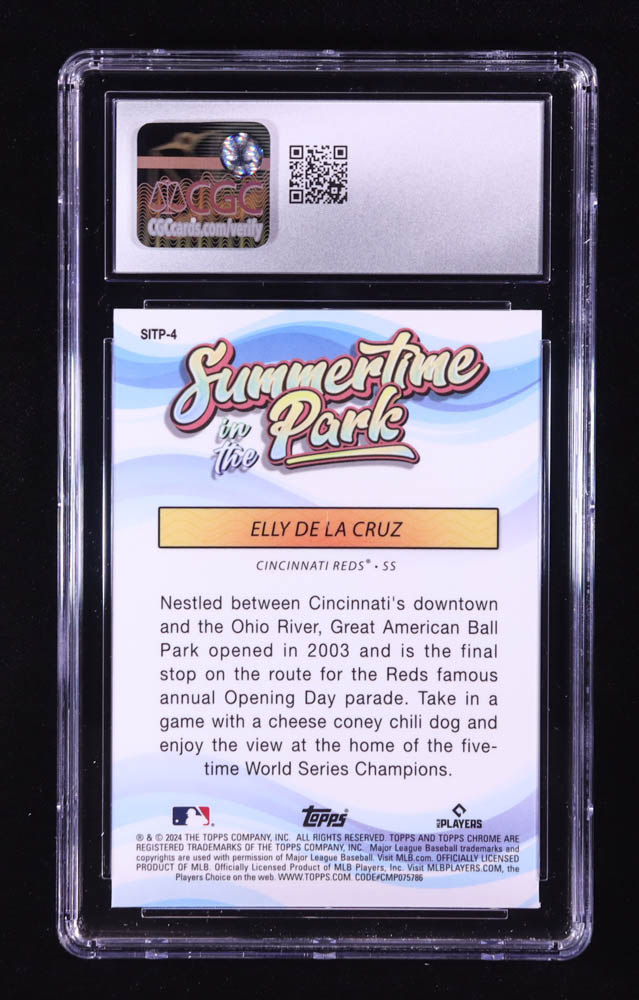 Elly De La Cruz 2024 Topps Chrome Summertime in the Park #SITP4 RC (CGC 10) at PristineAuction.com Elly De La Cruz 2024 Topps Chrome Summertime in the Park #SITP4 RC (CGC 10) at PristineAuction.com