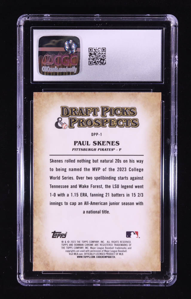 Paul Skenes 2023 Bowman Chrome Draft Draft Picks and Prospects #DPP1 RC (CGC 10) at PristineAuction.com Paul Skenes 2023 Bowman Chrome Draft Draft Picks and Prospects #DPP1 RC (CGC 10) at PristineAuction.com