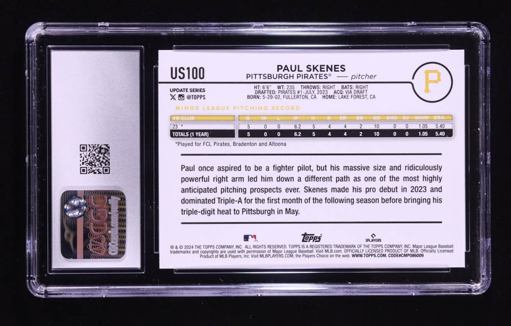 Paul Skenes 2024 Topps Update #US100 RC (CGC 10) at PristineAuction.com Paul Skenes 2024 Topps Update #US100 RC (CGC 10) at PristineAuction.com