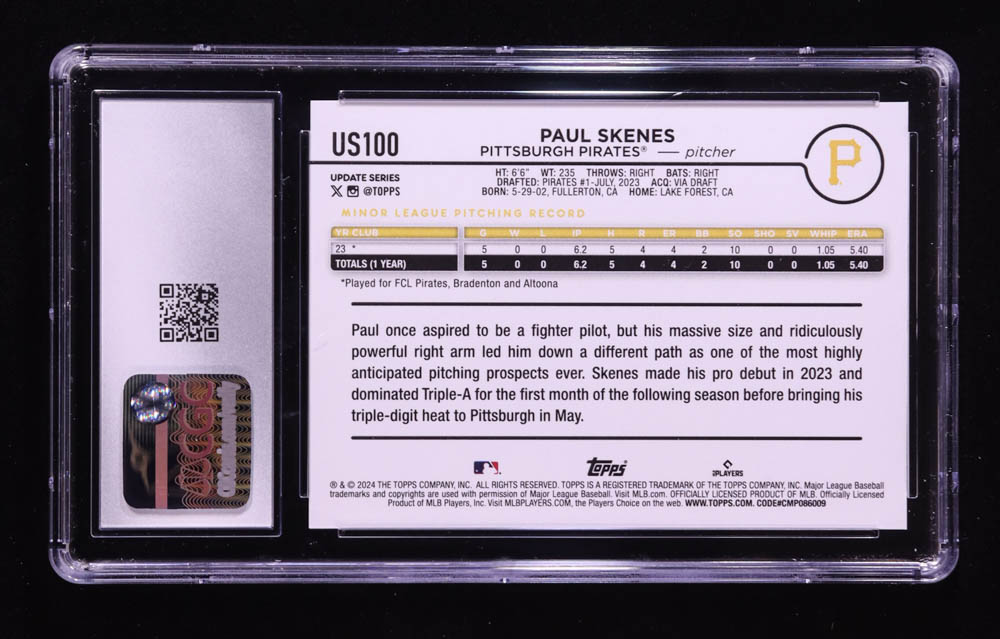 Paul Skenes 2024 Topps Update #US100 RC (CGC 10) at PristineAuction.com Paul Skenes 2024 Topps Update #US100 RC (CGC 10) at PristineAuction.com