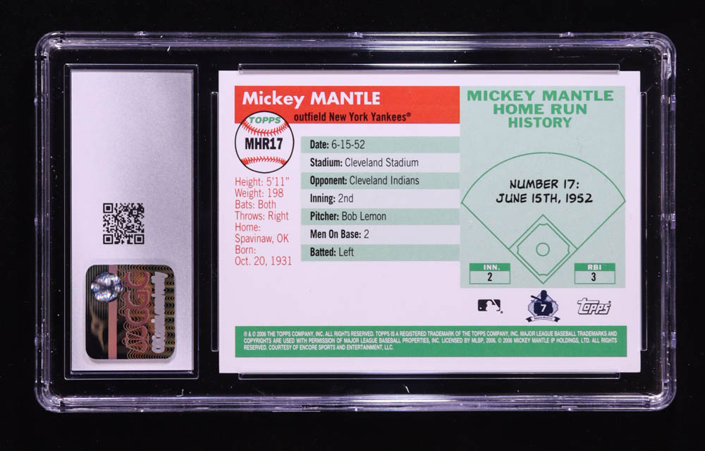 Mickey Mantle 2006 Topps Mantle Home Run History #17 (CGC 10) at PristineAuction.com Mickey Mantle 2006 Topps Mantle Home Run History #17 (CGC 10) at PristineAuction.com