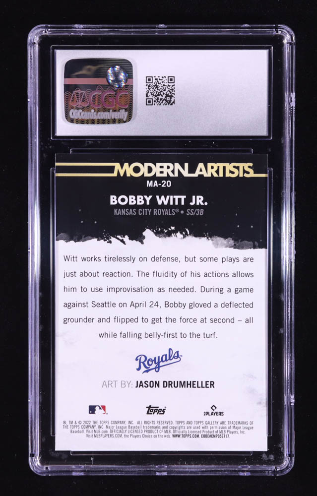 Bobby Witt Jr. 2022 Topps Gallery Modern Artists #MA20 RC (CGC 10) at PristineAuction.com Bobby Witt Jr. 2022 Topps Gallery Modern Artists #MA20 RC (CGC 10) at PristineAuction.com