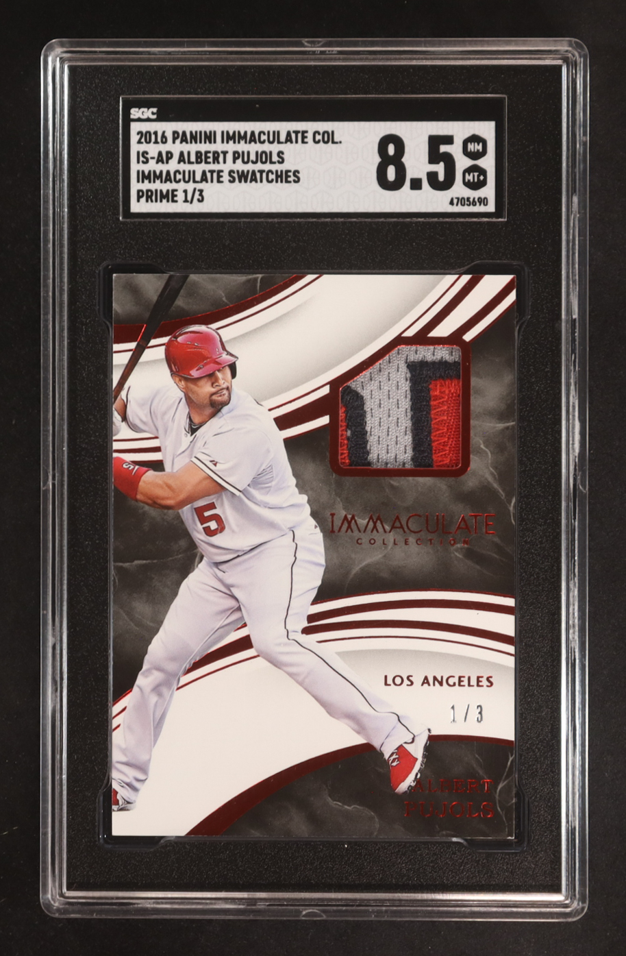 Albert Pujols 2016 Immaculate Collection Immaculate Swatches Prime #70 #1/3 (SGC 8.5) at PristineAuction.com Albert Pujols 2016 Immaculate Collection Immaculate Swatches Prime #70 #1/3 (SGC 8.5) at PristineAuction.com