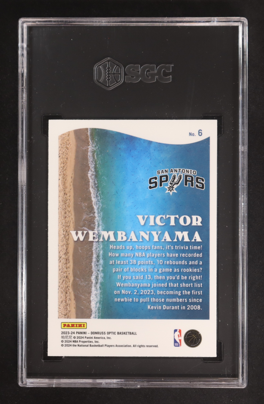 Victor Wembanyama 2023-24 Donruss Optic Splash! #6 RC (SGC 10) at PristineAuction.com Victor Wembanyama 2023-24 Donruss Optic Splash! #6 RC (SGC 10) at PristineAuction.com