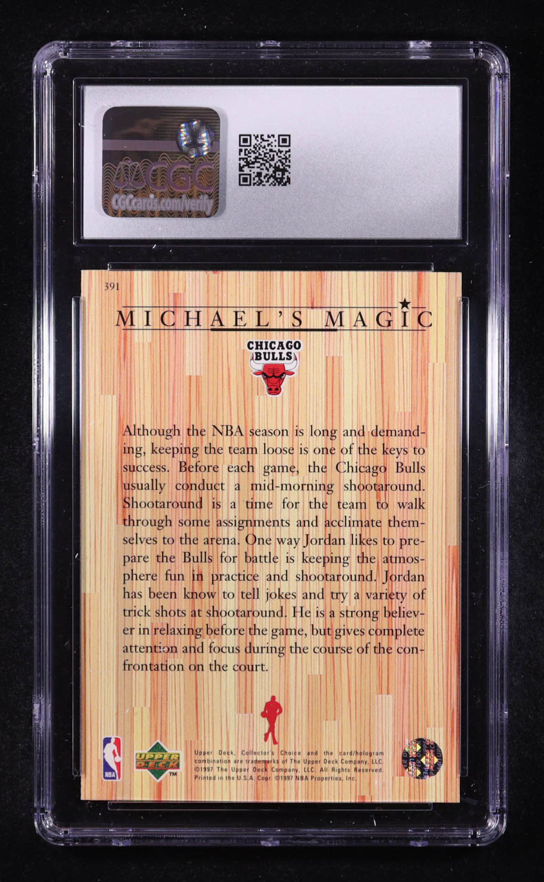Michael Jordan 1997-98 Collector's Choice Michael's Magic #391 (CGC 9) at PristineAuction.com Michael Jordan 1997-98 Collector's Choice Michael's Magic #391 (CGC 9) at PristineAuction.com