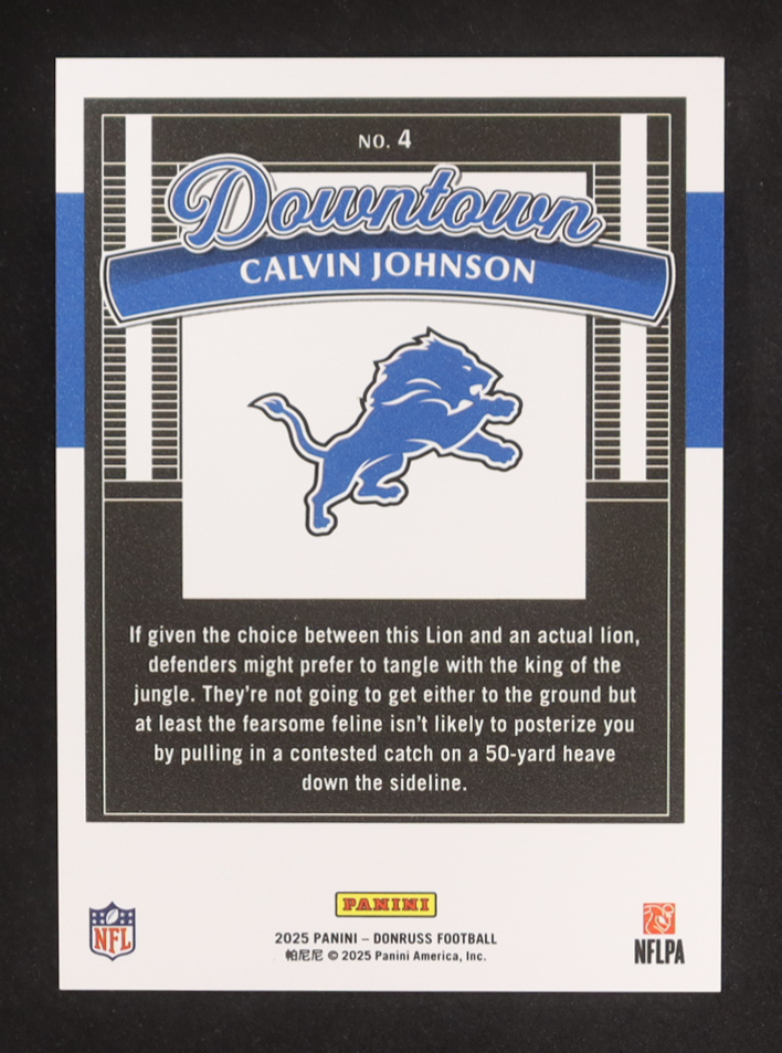 Calvin Johnson 2025 Donruss Downtown! #4 at PristineAuction.com Calvin Johnson 2025 Donruss Downtown! #4 at PristineAuction.com
