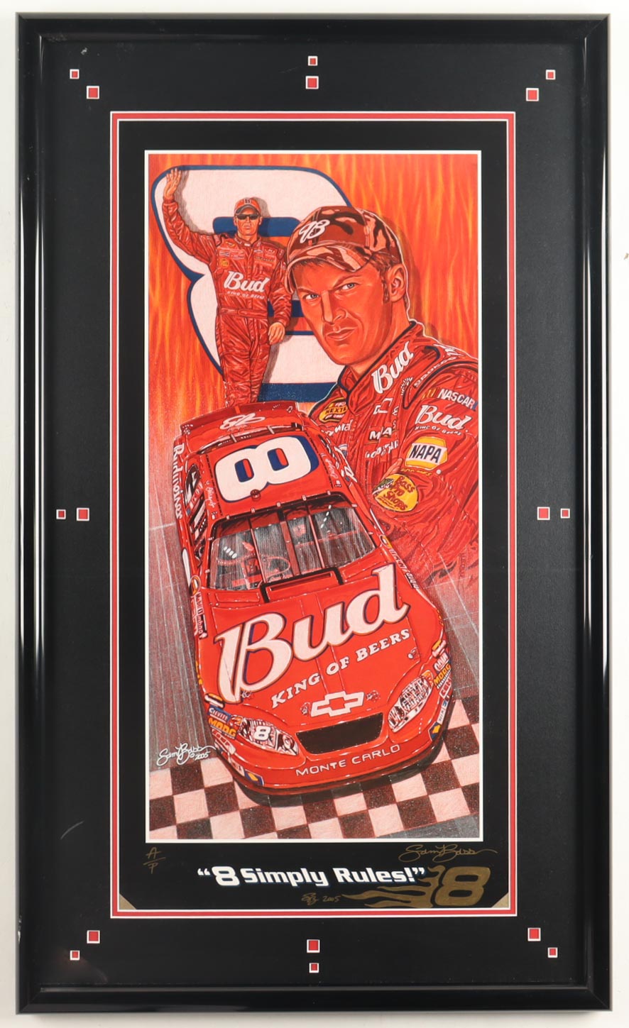 Sam Bass Signed NASCAR LE "8 Simple Rules" Custom Framed Art Print Display (Beckett) at PristineAuction.com Sam Bass Signed NASCAR LE "8 Simple Rules" Custom Framed Art Print Display (Beckett) at PristineAuction.com