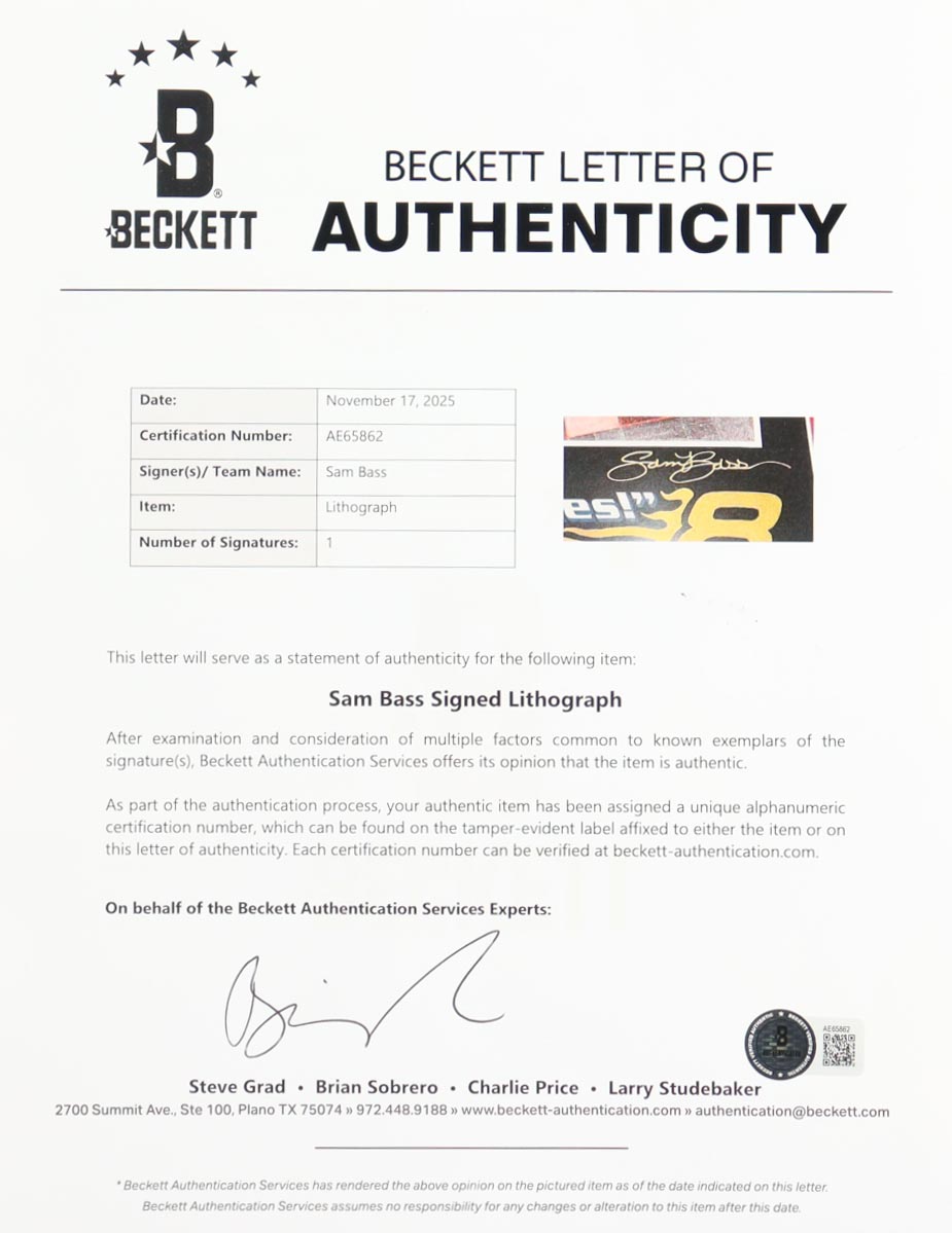 Sam Bass Signed NASCAR LE "8 Simple Rules" Custom Framed Art Print Display (Beckett) at PristineAuction.com Sam Bass Signed NASCAR LE "8 Simple Rules" Custom Framed Art Print Display (Beckett) at PristineAuction.com