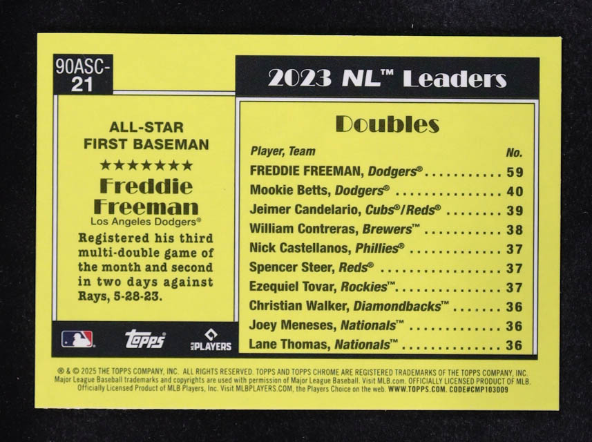 Freddie Freeman 2025 Topps '90 Topps Silver Pack Chrome All Star #90ASC21 at PristineAuction.com Freddie Freeman 2025 Topps '90 Topps Silver Pack Chrome All Star #90ASC21 at PristineAuction.com