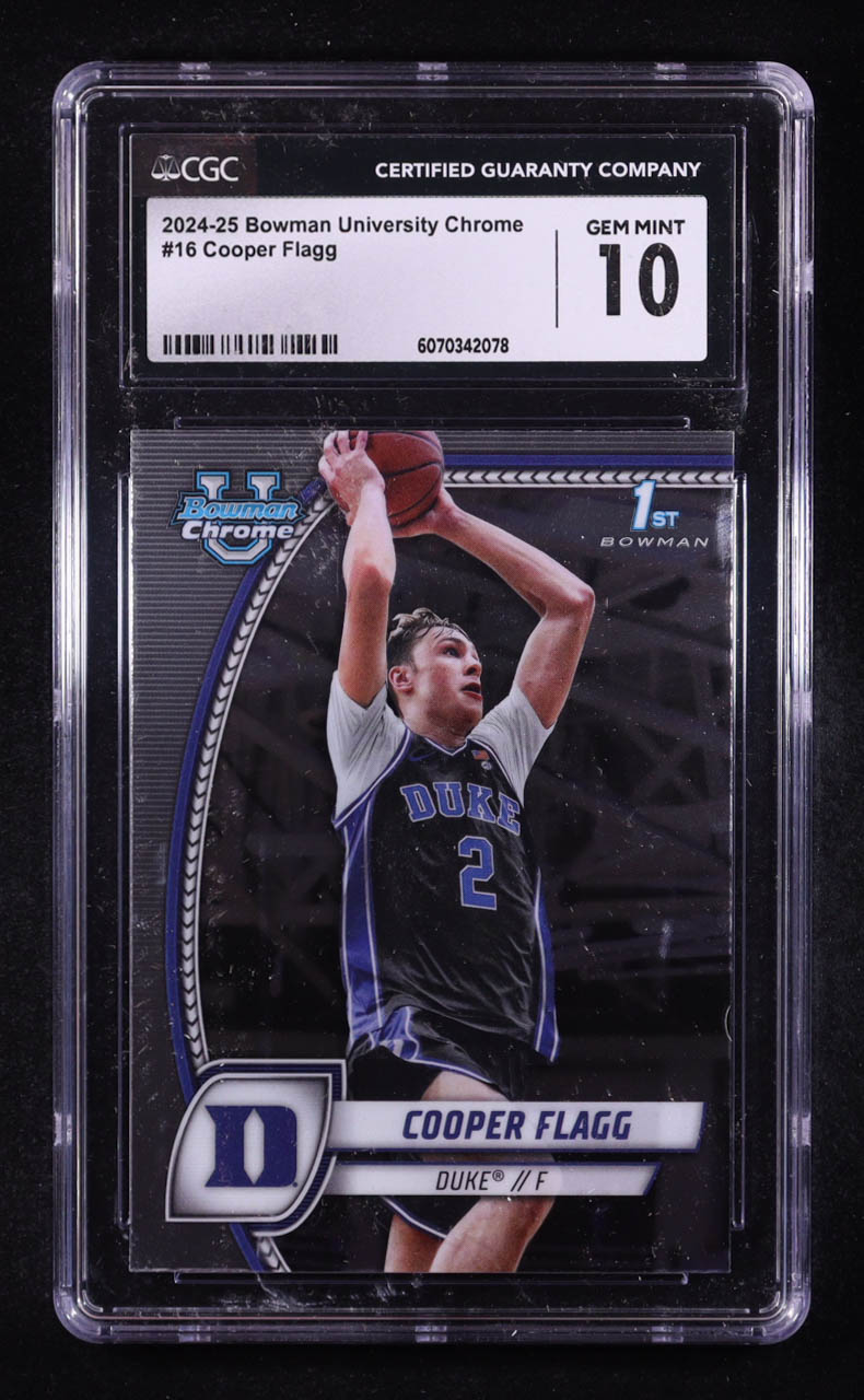 Cooper Flagg 2024-25 Bowman University Chrome #16 RC (CGC 10) at PristineAuction.com Cooper Flagg 2024-25 Bowman University Chrome #16 RC (CGC 10) at PristineAuction.com