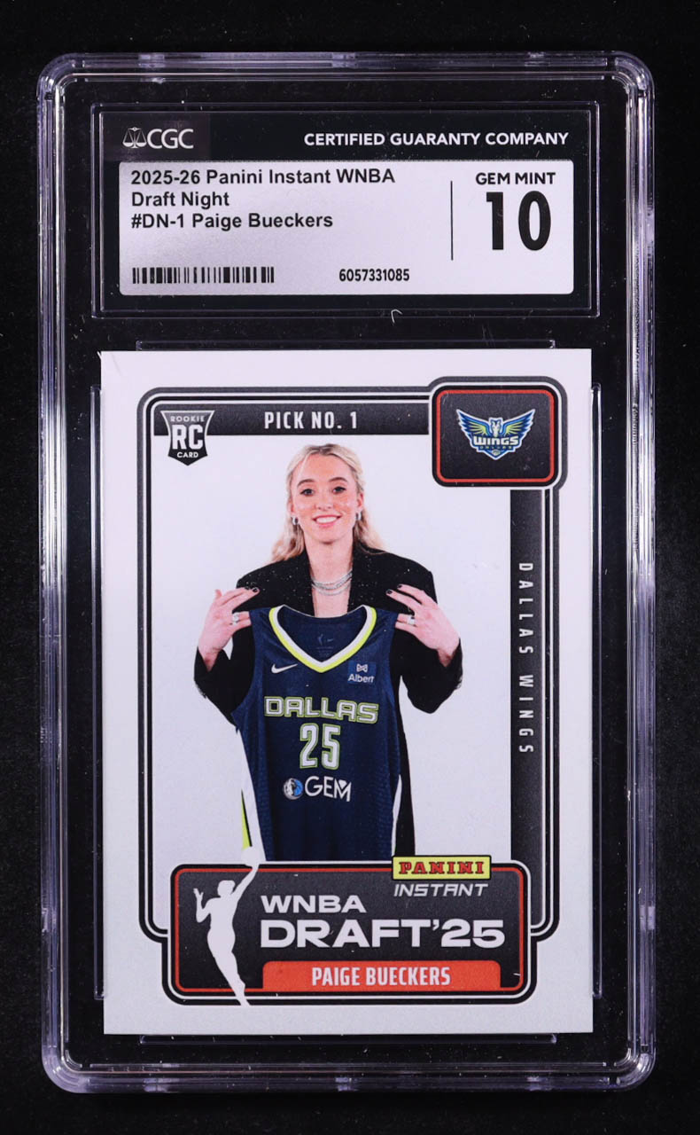 Paige Bueckers 2025-26 Panini Instant WNBA Draft Night #DN-1 RC #1/67412 (CGC 9.5) at PristineAuction.com Paige Bueckers 2025-26 Panini Instant WNBA Draft Night #DN-1 RC #1/67412 (CGC 9.5) at PristineAuction.com