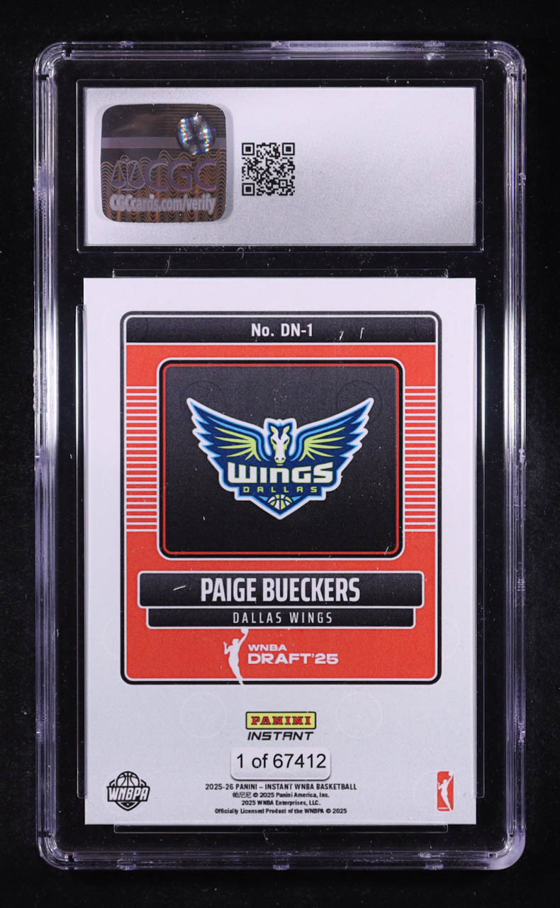 Paige Bueckers 2025-26 Panini Instant WNBA Draft Night #DN-1 RC #1/67412 (CGC 9.5) at PristineAuction.com Paige Bueckers 2025-26 Panini Instant WNBA Draft Night #DN-1 RC #1/67412 (CGC 9.5) at PristineAuction.com