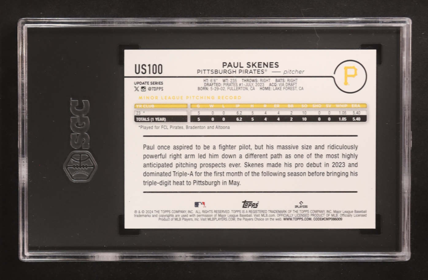 Paul Skenes 2024 Topps Update #US100 RC (SGC 9.5) at PristineAuction.com Paul Skenes 2024 Topps Update #US100 RC (SGC 9.5) at PristineAuction.com