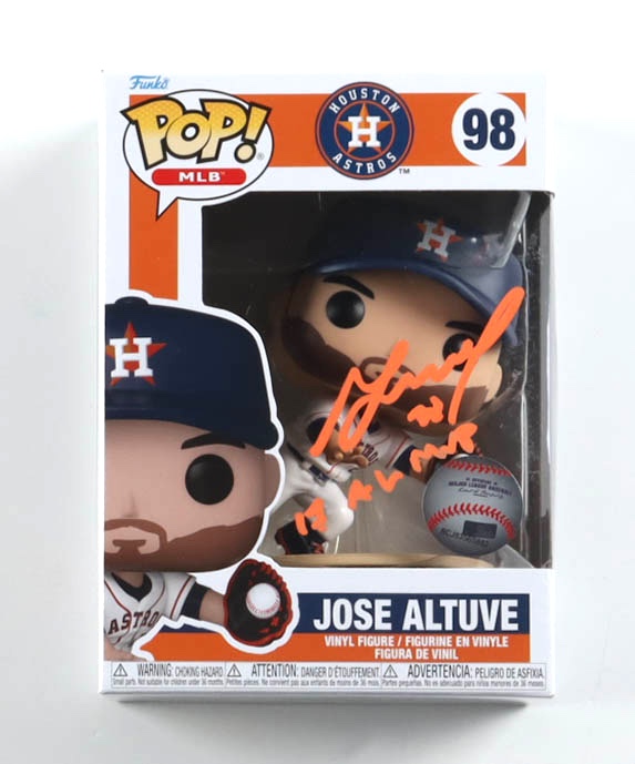 Jose Altuve Signed "Astros" #98 Funko Pop! Vinyl Figure Inscribed "17 AL MVP" (Beckett) at PristineAuction.com Jose Altuve Signed "Astros" #98 Funko Pop! Vinyl Figure Inscribed "17 AL MVP" (Beckett) at PristineAuction.com
