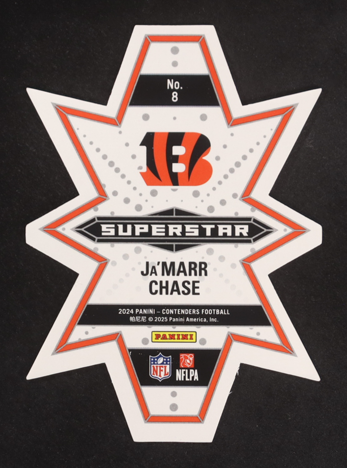 Ja'Marr Chase 2024 Panini Contenders Superstar Die-Cuts #8 at PristineAuction.com Ja'Marr Chase 2024 Panini Contenders Superstar Die-Cuts #8 at PristineAuction.com