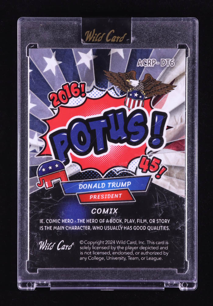 Donald Trump 2024 Wild Card Alumination Comix Potus! Mojo Silver #ACRPDT6 #1/4 at PristineAuction.com Donald Trump 2024 Wild Card Alumination Comix Potus! Mojo Silver #ACRPDT6 #1/4 at PristineAuction.com