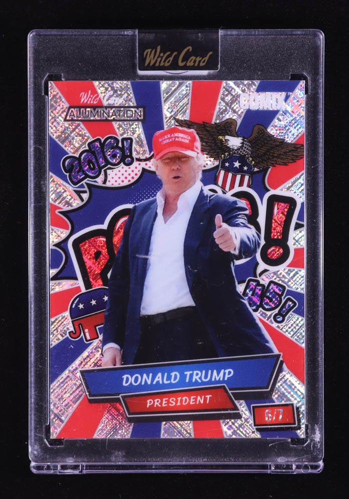 Donald Trump 2024 Wild Card Alumination Comix Potus! Shimmer Silver #ACBLPDT2 #6/7 at PristineAuction.com Donald Trump 2024 Wild Card Alumination Comix Potus! Shimmer Silver #ACBLPDT2 #6/7 at PristineAuction.com
