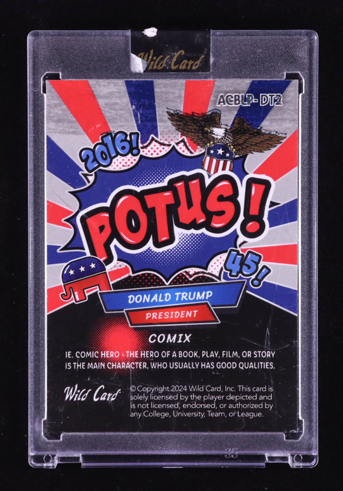 Donald Trump 2024 Wild Card Alumination Comix Potus! Shimmer Silver #ACBLPDT2 #6/7 at PristineAuction.com Donald Trump 2024 Wild Card Alumination Comix Potus! Shimmer Silver #ACBLPDT2 #6/7 at PristineAuction.com