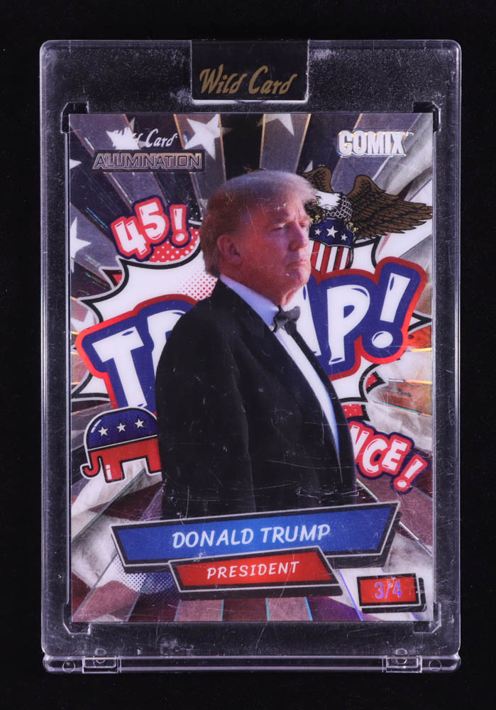 Donald Trump 2024 Wild Card Alumination Comix Trump! Prismatic Silver #ACWTPDT5 #3/4 at PristineAuction.com Donald Trump 2024 Wild Card Alumination Comix Trump! Prismatic Silver #ACWTPDT5 #3/4 at PristineAuction.com