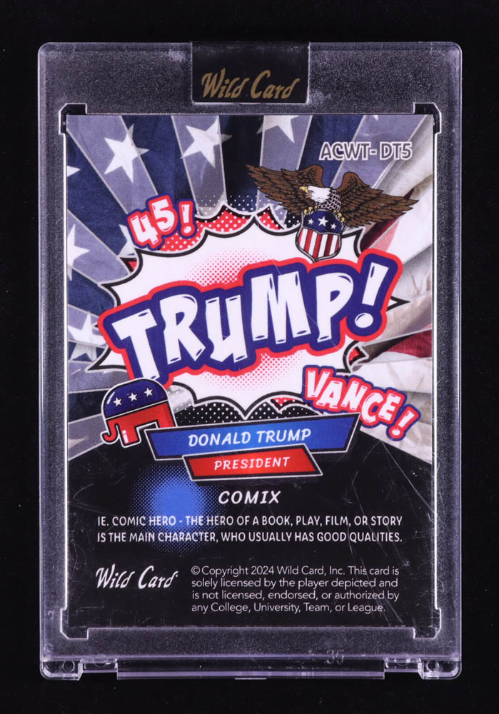 Donald Trump 2024 Wild Card Alumination Comix Trump! Prismatic Silver #ACWTPDT5 #3/4 at PristineAuction.com Donald Trump 2024 Wild Card Alumination Comix Trump! Prismatic Silver #ACWTPDT5 #3/4 at PristineAuction.com