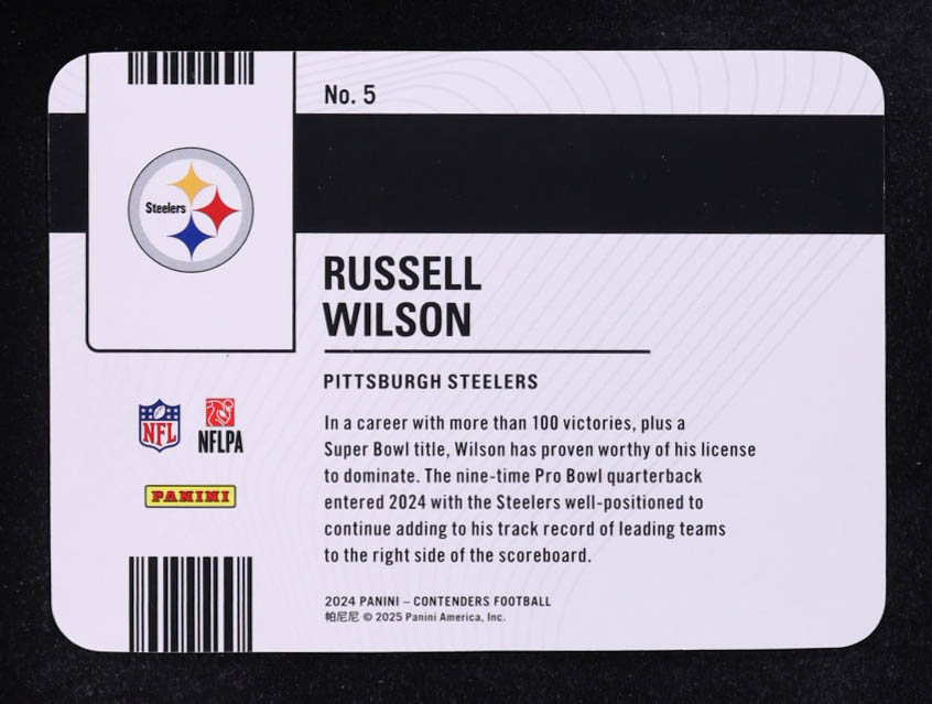 Russell Wilson 2024 Panini Contenders License to Dominate #5 at PristineAuction.com Russell Wilson 2024 Panini Contenders License to Dominate #5 at PristineAuction.com
