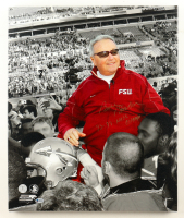 Bobby Bowden Signed Florida State Seminoles Custom Framed Serigraph on Canvas Display Inscribed "93-99 Natl Champs" (Beckett) at PristineAuction.com