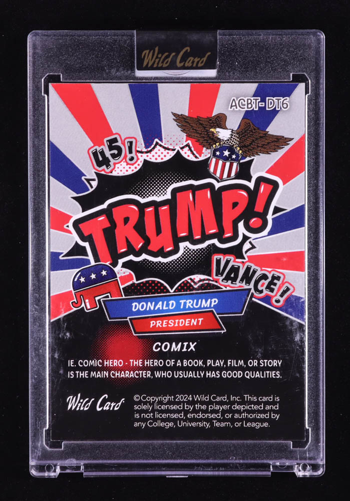 Donald Trump 2024 Wild Card Alumination Comix Trump! Lava Silver #ACBTPDT6 #6/7 at PristineAuction.com Donald Trump 2024 Wild Card Alumination Comix Trump! Lava Silver #ACBTPDT6 #6/7 at PristineAuction.com