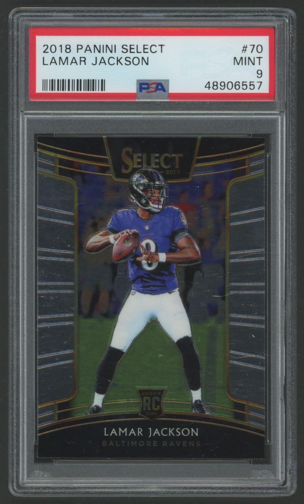 Lamar Jackson 2018 Panini Select #70 RC (PSA 9) at PristineAuction.com Lamar Jackson 2018 Panini Select #70 RC (PSA 9) at PristineAuction.com