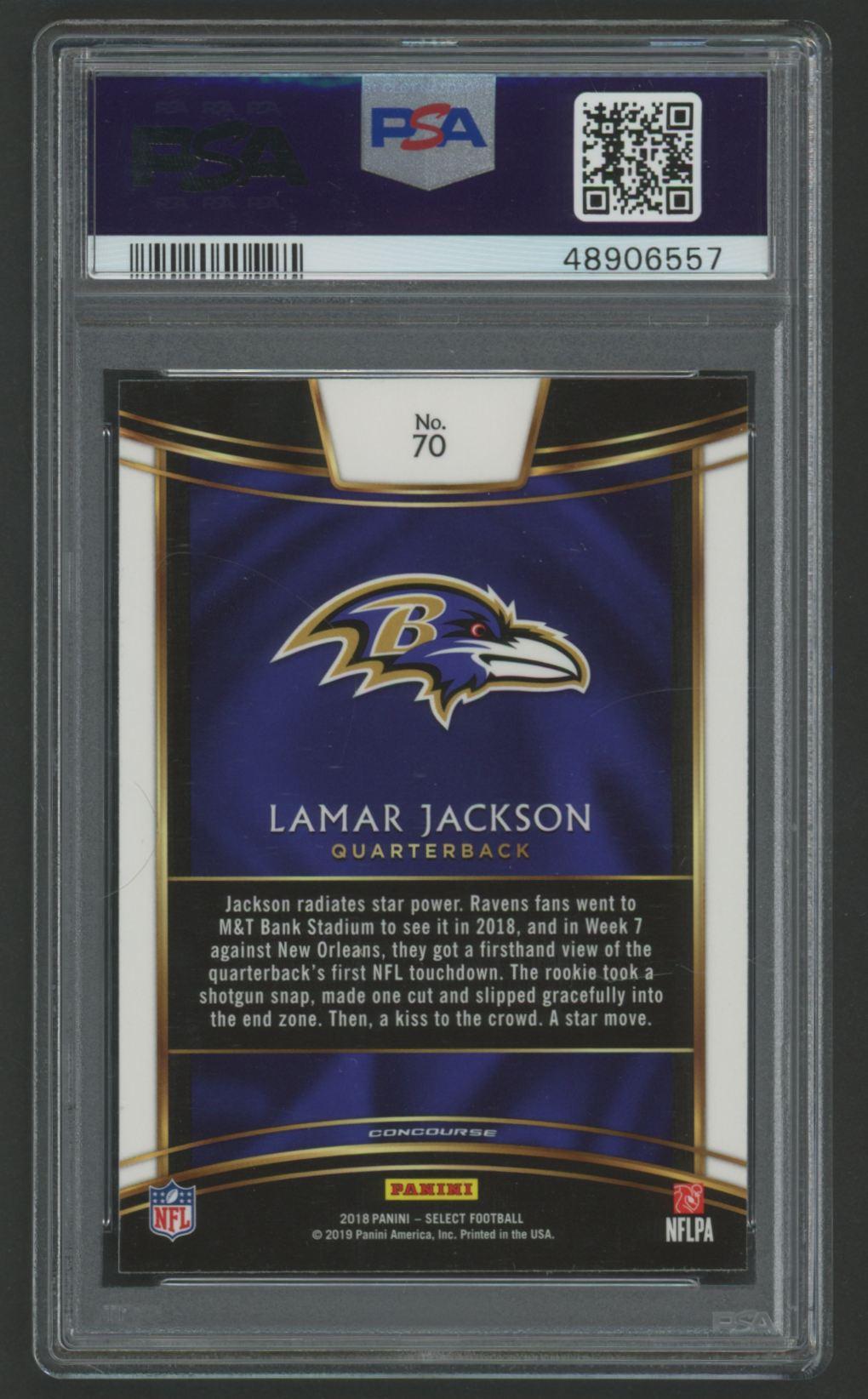 Lamar Jackson 2018 Panini Select #70 RC (PSA 9) at PristineAuction.com Lamar Jackson 2018 Panini Select #70 RC (PSA 9) at PristineAuction.com