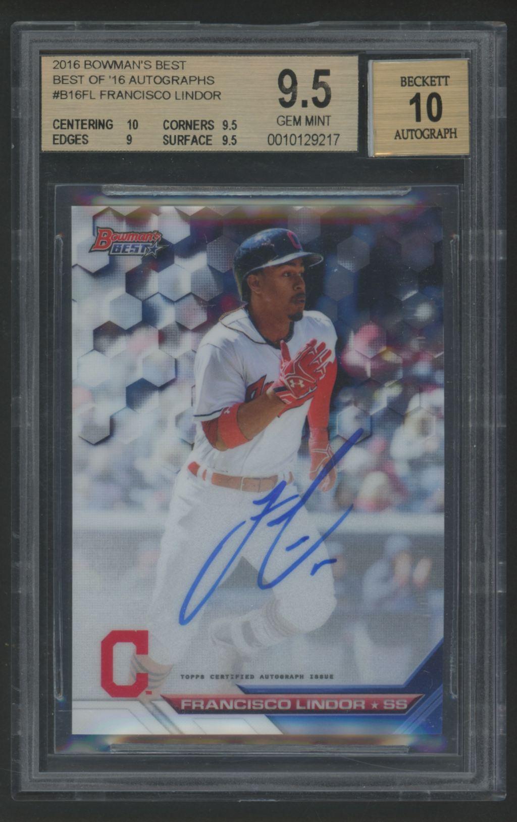 Francisco Lindor 2016 Bowman's Best Best of '16 Autographs #B16FL (BGS 9.5 | Auto 10) at PristineAuction.com Francisco Lindor 2016 Bowman's Best Best of '16 Autographs #B16FL (BGS 9.5 | Auto 10) at PristineAuction.com