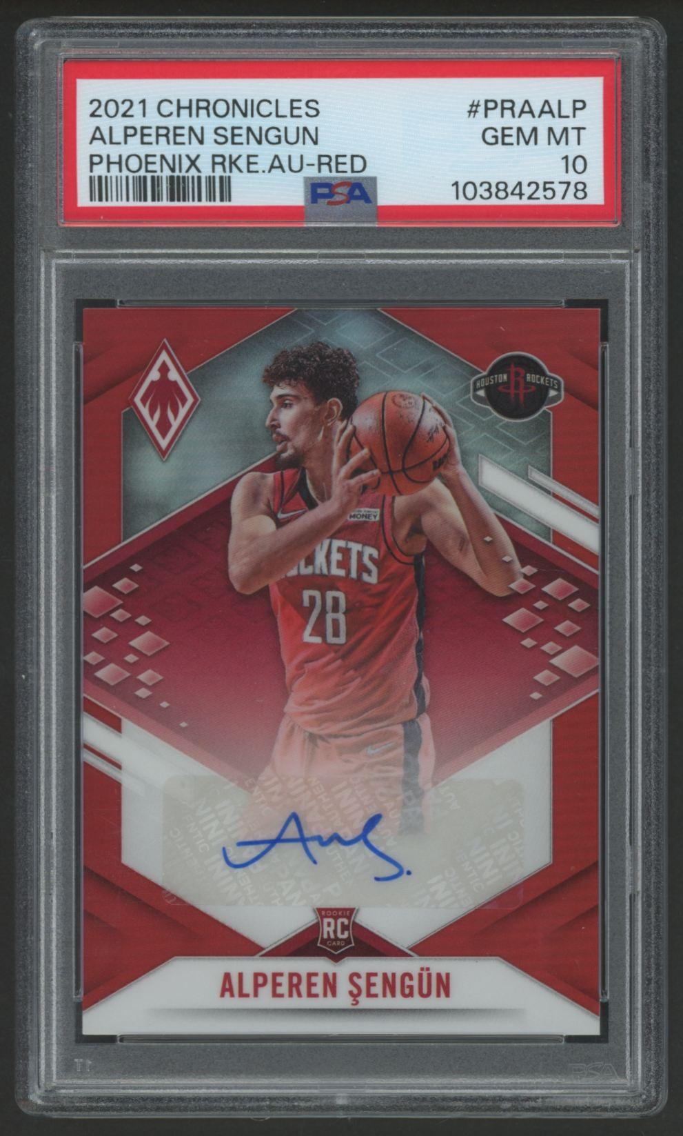 Alperen Sengun 2021 Chronicles Phoenix Rookie Autograph Red #PRAALP (PSA 10) at PristineAuction.com Alperen Sengun 2021 Chronicles Phoenix Rookie Autograph Red #PRAALP (PSA 10) at PristineAuction.com