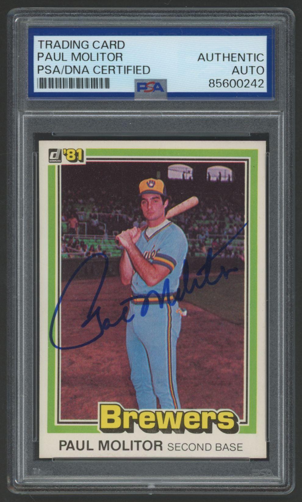 Paul Molitor Signed 1981 Donruss #203 (PSA) at PristineAuction.com Paul Molitor Signed 1981 Donruss #203 (PSA) at PristineAuction.com