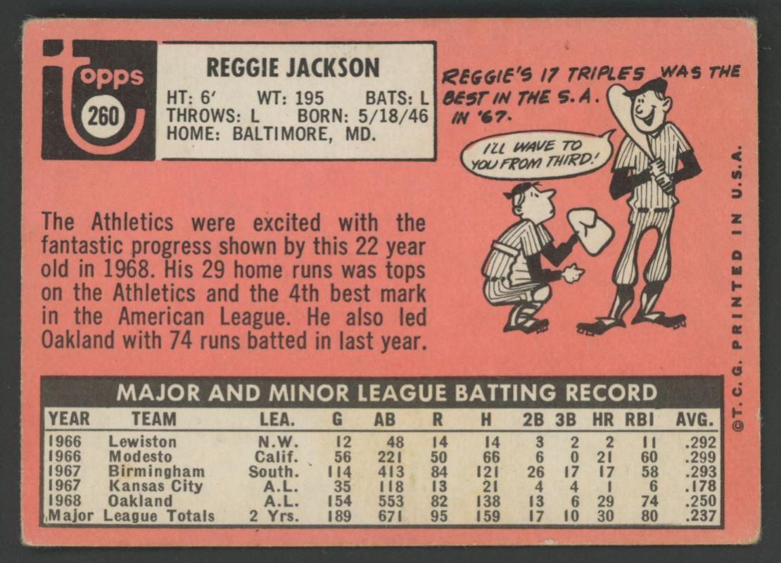Reggie Jackson 1969 Topps #260 RC at PristineAuction.com Reggie Jackson 1969 Topps #260 RC at PristineAuction.com